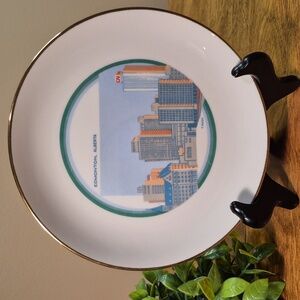 VINTAGE Edmonton, Alberta Decorative Cityscape Plate Artwork By T. Rada